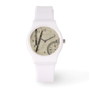 Vormt pennen en watchface met notities horloge