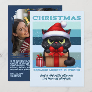 Vorstbeet Koele Grappige Kat Retro Kerst Foto Feestdagenkaart