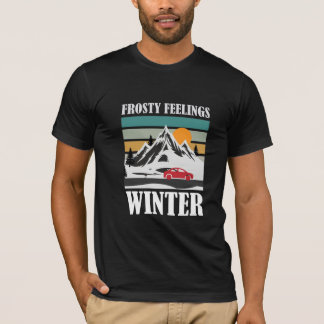 Vorstige Gevoelens Winter Berg Rode Auto T-Shirt
