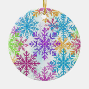 Vorstige regenboogvlokken — Helder winterornament Keramisch Ornament