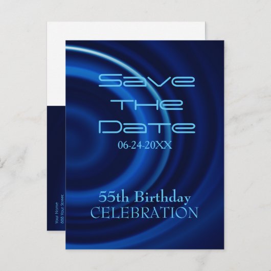 Vortex 55th Birthday Save the Date Briefkaart (Voorkant / Achterkant)