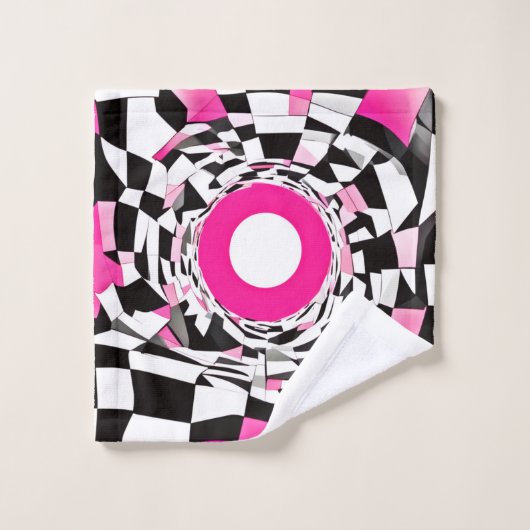 Vortex rose : une À damiers descente (Gant de toilette)