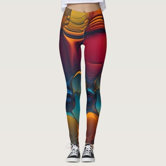 Vortex van kleuren: een Abstracte dans van olie Leggings (Voorkant)