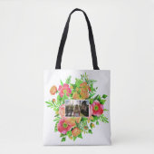 Vos 2 Photos en Cadres Fleurs Sacs personnalisés (Devant)