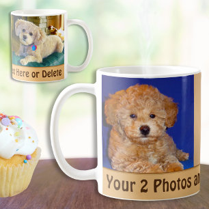 Vos 2 Photos et Texte Personnalisé Café Mugs