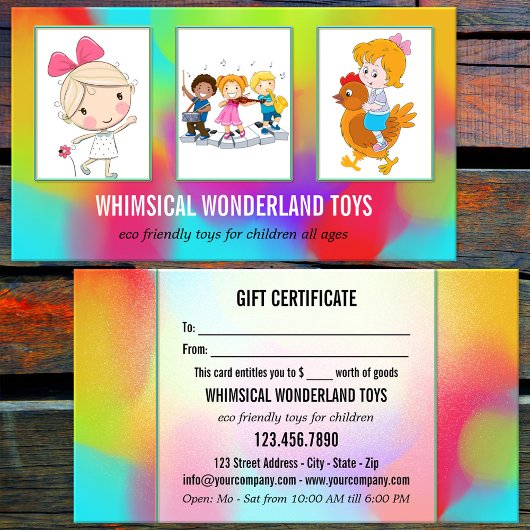 Vos 3 photos Toy Store Carte de visite cadeau