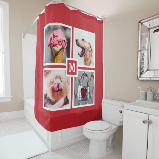 VOS 4 PHOTOS & MONOGRAM rideau de douche (En situation)