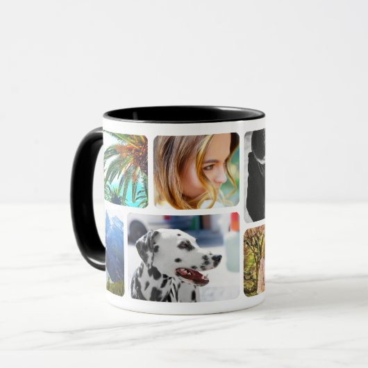 Vos 8 Photos Arrondi Modèle Revêtu Mug (Devant gauche)