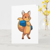 Vos als bokser met boks handschoenen kaart (Gele Bloem)
