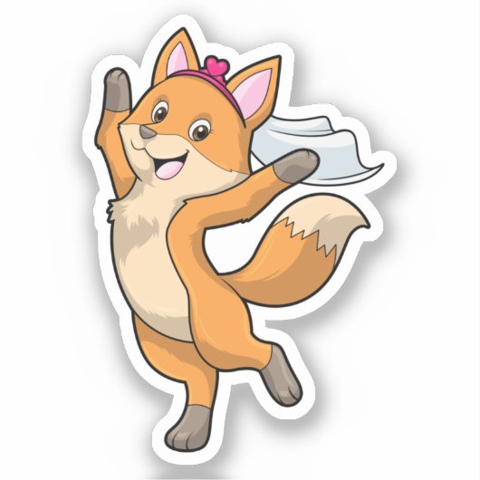 Vos als bruid met sluier en hart sticker (Voorkant)