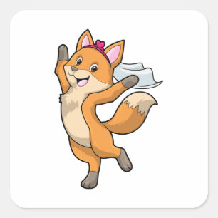 Vos als bruid met sluier en hart vierkante sticker