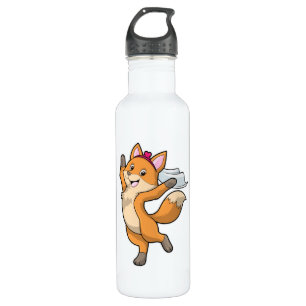 Vos als bruid met sluier en hart waterfles 