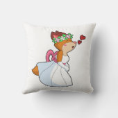 Vos als bruid met trouwjurk en bloemstuk kussen (Achterkant)