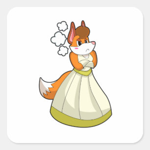 Vos als bruid met trouwjurk.PNG Vierkante Sticker
