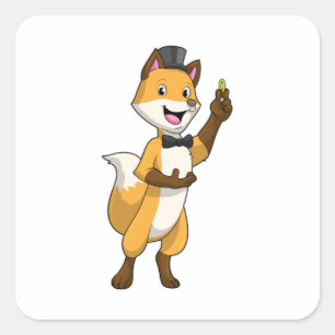 Vos als Bruidegom met Trouwring Vierkante Sticker