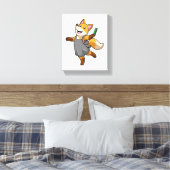 Vos als kapper met schaar canvas afdruk (Insitu (Slaapkamer))