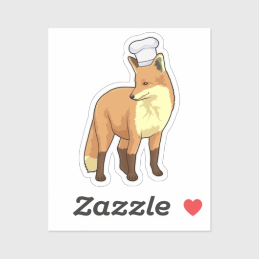 Vos als kok met kookmuts sticker (Vel)
