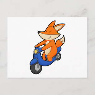 Vos als motorrijder met scooter briefkaart