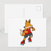 Vos als schaatser met rollerschaatsen briefkaart (Voorkant / Achterkant)