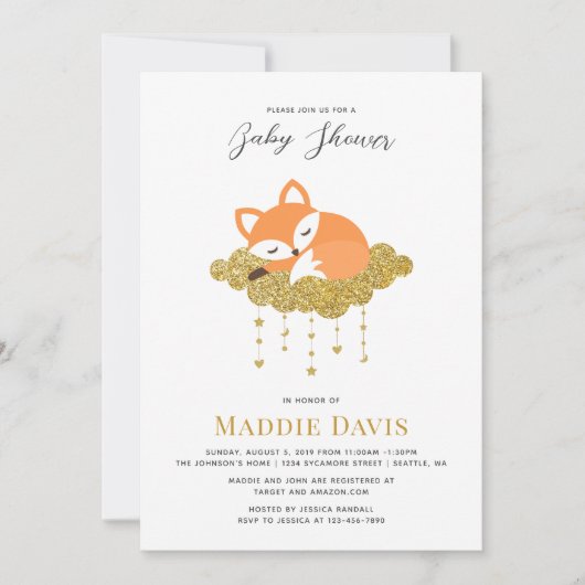 Vos Babyshower Uitnodiging (Voorkant)