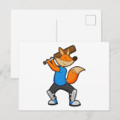 Vos bij Cricket met cricketbat Briefkaart (Voorkant / Achterkant)