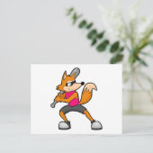Vos bij honkbal met honkbalknuppel briefkaart (Staand voorkant)
