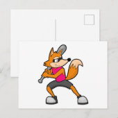 Vos bij honkbal met honkbalknuppel briefkaart (Voorkant / Achterkant)