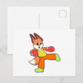 Vos bij martial arts Boksen met Bokshandschoenen Briefkaart (Voorkant / Achterkant)