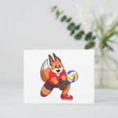 Vos bij volleybalsport briefkaart (Staand voorkant)