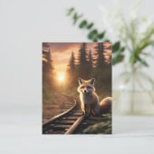 Vos bij zonsopgang briefkaart (Staand voorkant)