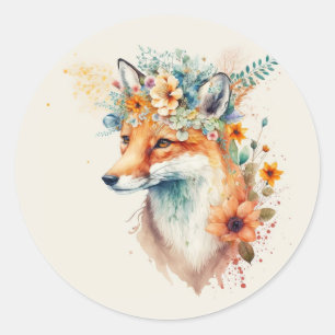 Vos Bloem Kroon Waterverf Ronde Sticker