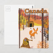 Vos Canada vintage reisposter in retro stijl Briefkaart (Voorkant / Achterkant)