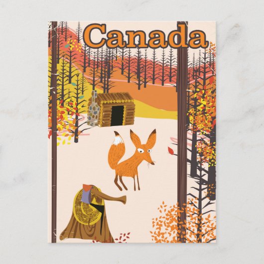 Vos Canada vintage reisposter in retro stijl Briefkaart (Voorkant)