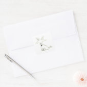 vos doedel zwart wit grijs eenvoudig kindertekenin vierkante sticker (Envelop)