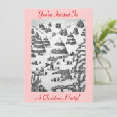 vos en konijnen sneeuwscène kerst uitnodiging (Staand voorkant)