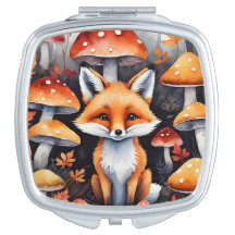 Vos en paddenstoelen Compacte spiegel