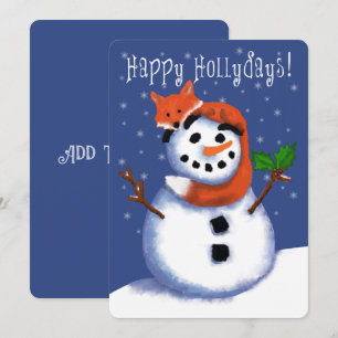 Vos en Sneeuwman Gelukkige feestdagen! Zo Schattig