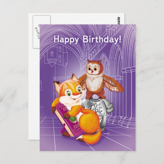 vos en uil briefkaart (Voorkant / Achterkant)