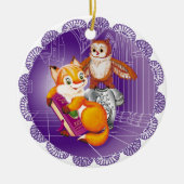 vos en uil keramisch ornament (Voorkant)