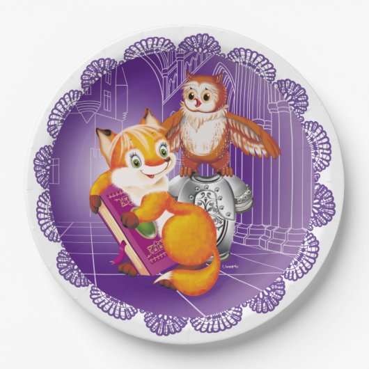 vos en uil papieren bordje (Voorkant)