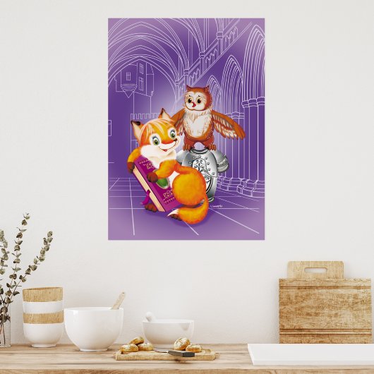 vos en uil poster (Keuken)