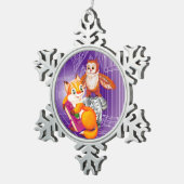 vos en uil tin sneeuwvlok ornament (Rechts)