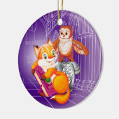 vos en violet keramisch ornament (Links)