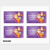 vos en violet rechthoekige sticker (Vel)