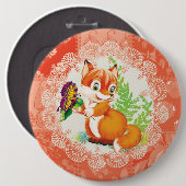 vos en vlinder ronde button 6,0 cm (Voorkant /achterkant)