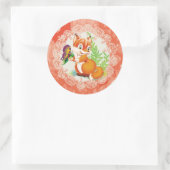 vos en vlinder ronde sticker (Tas)