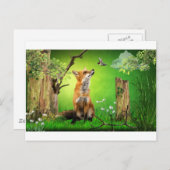 vos en vogel voor de koeling briefkaart (Voorkant / Achterkant)