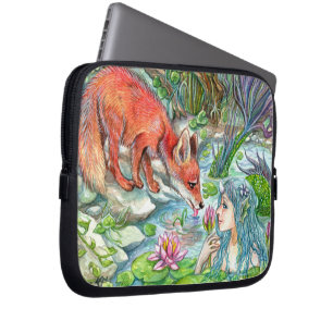 Vos en zeemeermin laptop sleeve