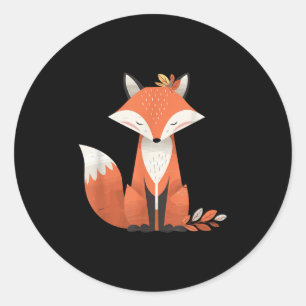 Vos Herfstbladeren Knuffig Dier Bos Herfst Natuur Ronde Sticker