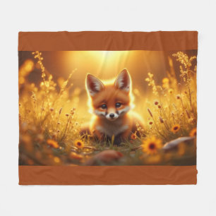 Vos in de bloemen bij zonsopgang fleece deken